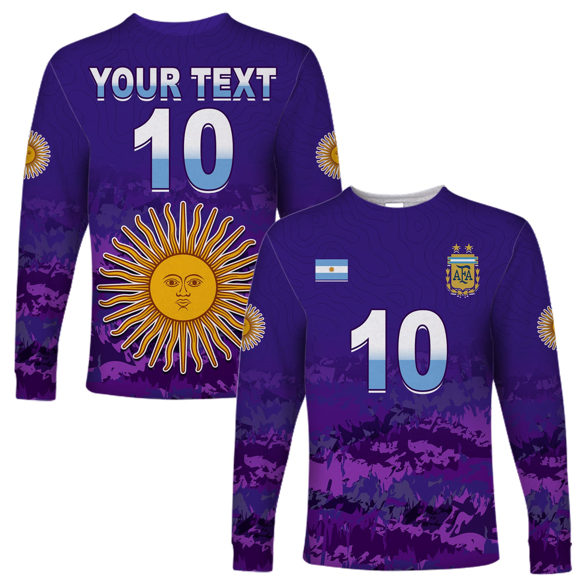(Custom Text and Number) Argentina Football Long Sleeve Shirt Go Champions La Albiceleste LT13 - Wonder Print Shop