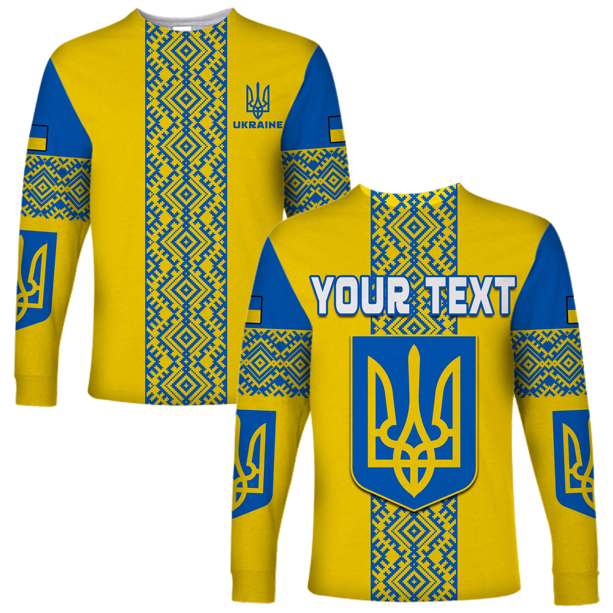 (Custom Personalised) Ukraine Long Sleeve Shirt Ukrainian Pattern LT13 - Wonder Print Shop