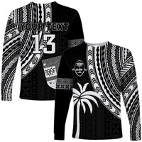 Custom Text and Number Fiji Rugby Sevens Long Sleeve Shirt Fijian 7s Tapa Polynesian LT13 - Wonder Print Shop