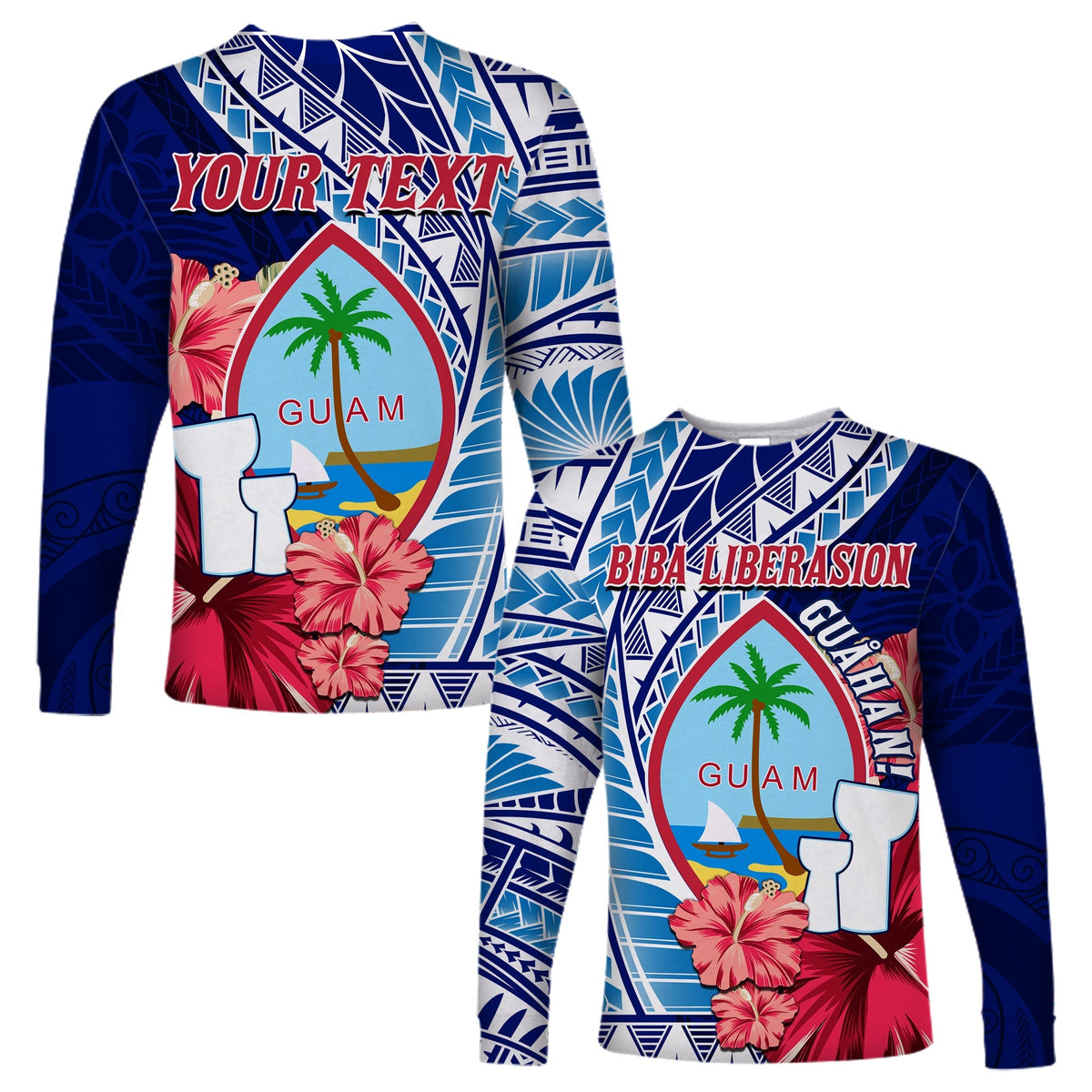 (Custom Personalised) Guam Chamorro Long Sleeve Shirt Happy Liberation Day Latte Stone LT13 - Wonder Print Shop