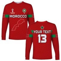 (Custom Text and Number) Morocco Football Long Sleeve Shirt Champions World Cup New History LT13 - Wonder Print Shop