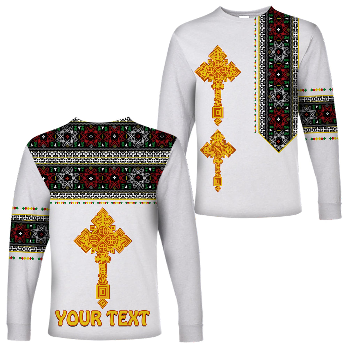(Custom Personalised) Ethiopia Tibeb Long Sleeve Shirt Ethiopian Cross Fashion LT13 - Wonder Print Shop