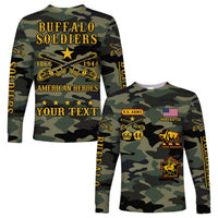 (Custom Text and Chapter) Buffalo Soldiers Long Sleeve Shirt Camouflage American Heroes BSMC LT13 - Wonder Print Shop
