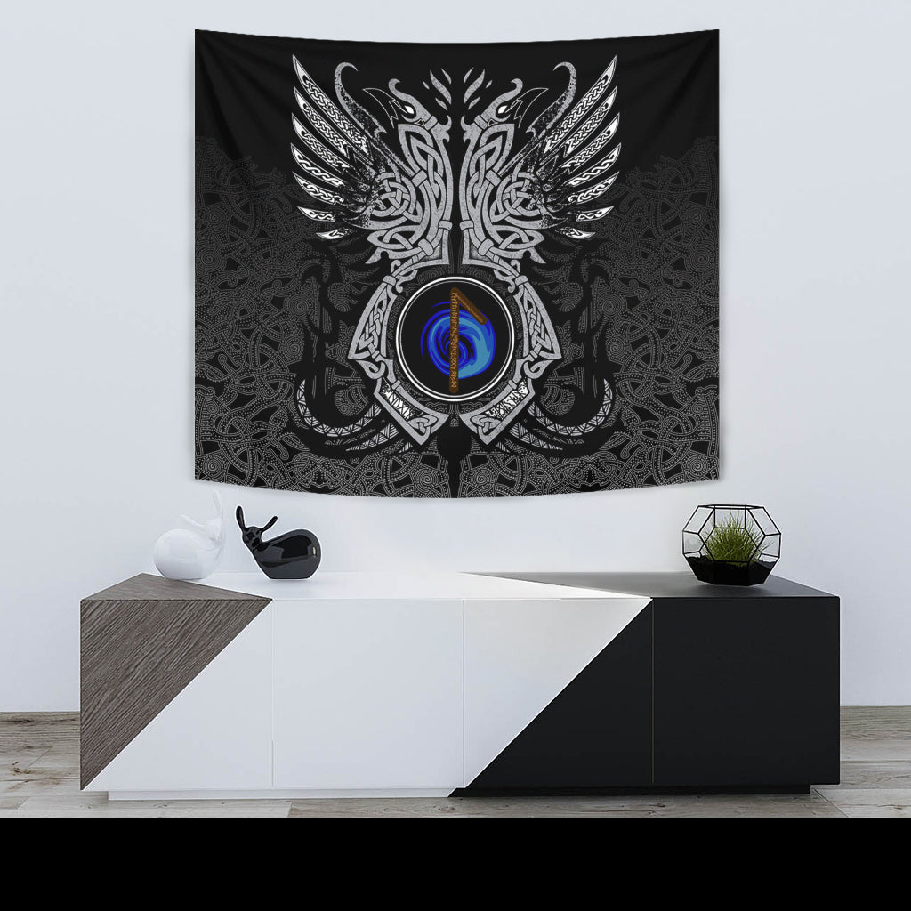 Viking Tapestry - Laguz Rune, Raven Tattoo RLT12 - Wonder Print Shop