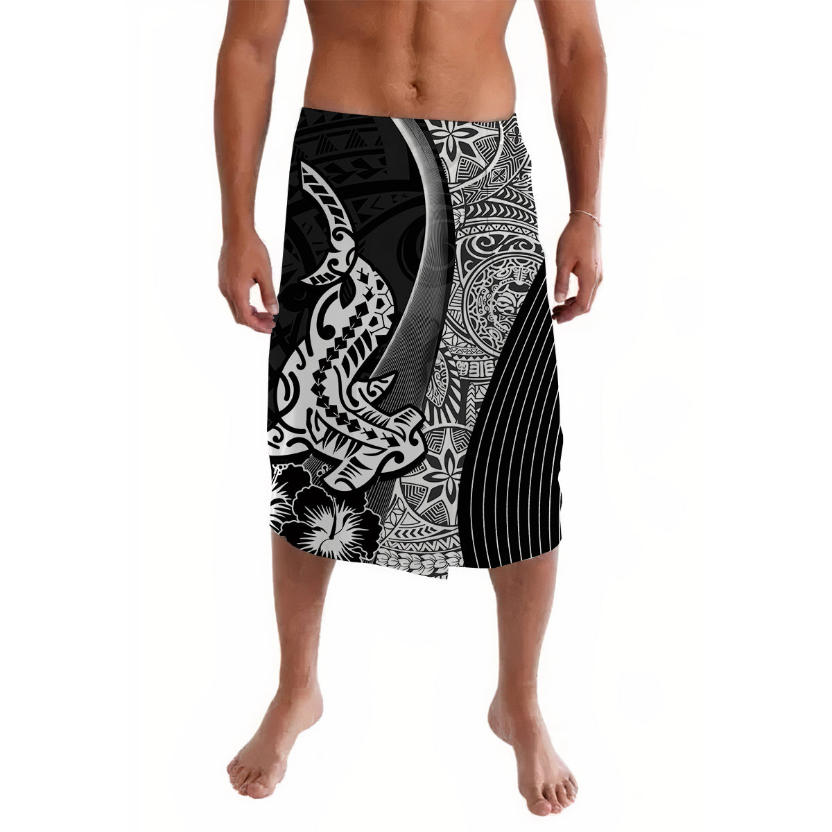 Hawaiian Shark Polynesian Lavalava Vibe Black Style LT6 - Wonder Print Shop
