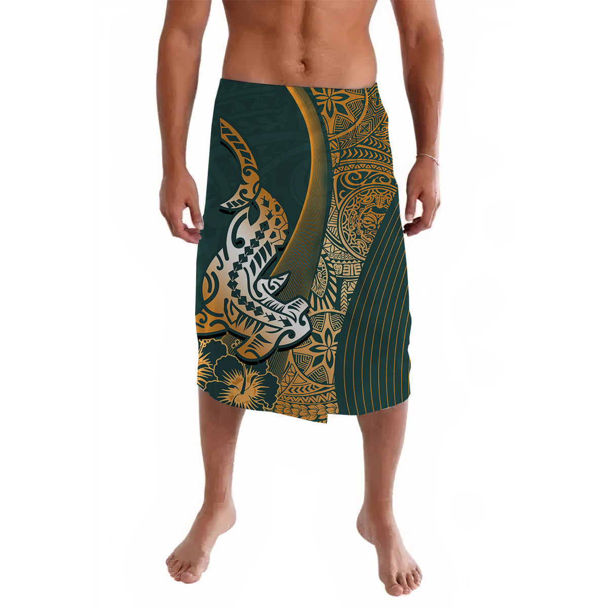Hawaiian Shark Polynesian Lavalava Vibe Green Style LT6 - Wonder Print Shop