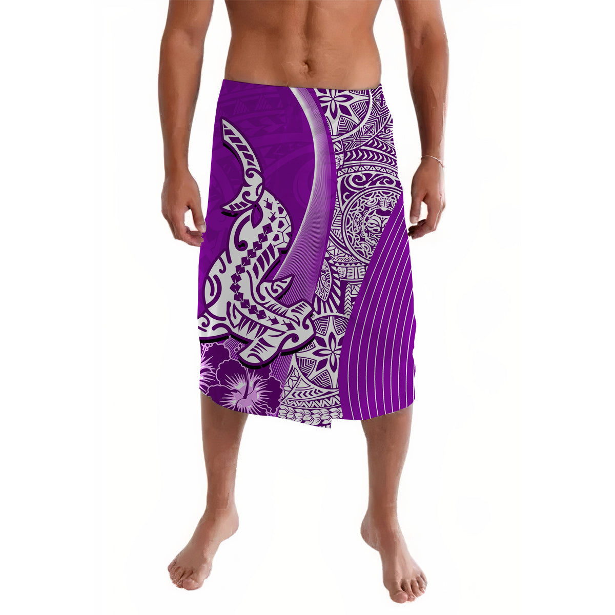 Hawaiian Shark Polynesian Lavalava Vibe Purple Style LT6 - Wonder Print Shop