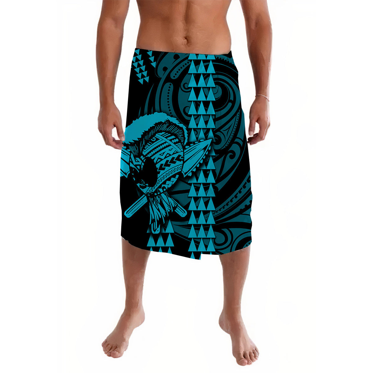 Hawaii Polynesian Warrior Kakau Lavalava-Blue No.1 LT6 - Wonder Print Shop