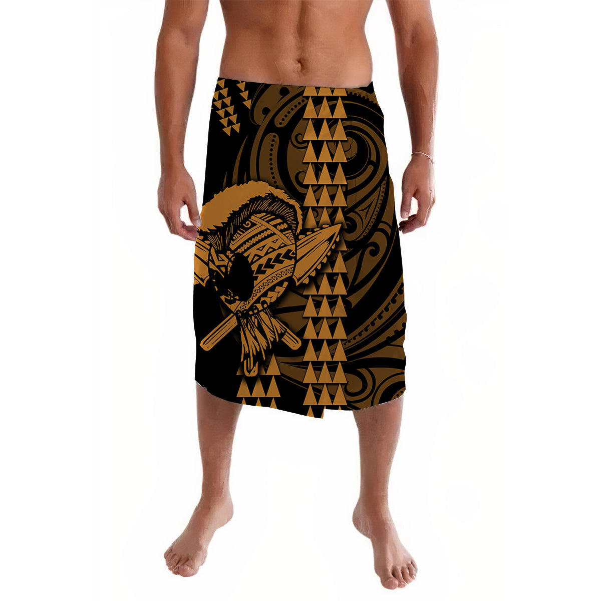 Hawaii Polynesian Warrior Kakau Lavalava-Gold No.1 LT6 - Wonder Print Shop