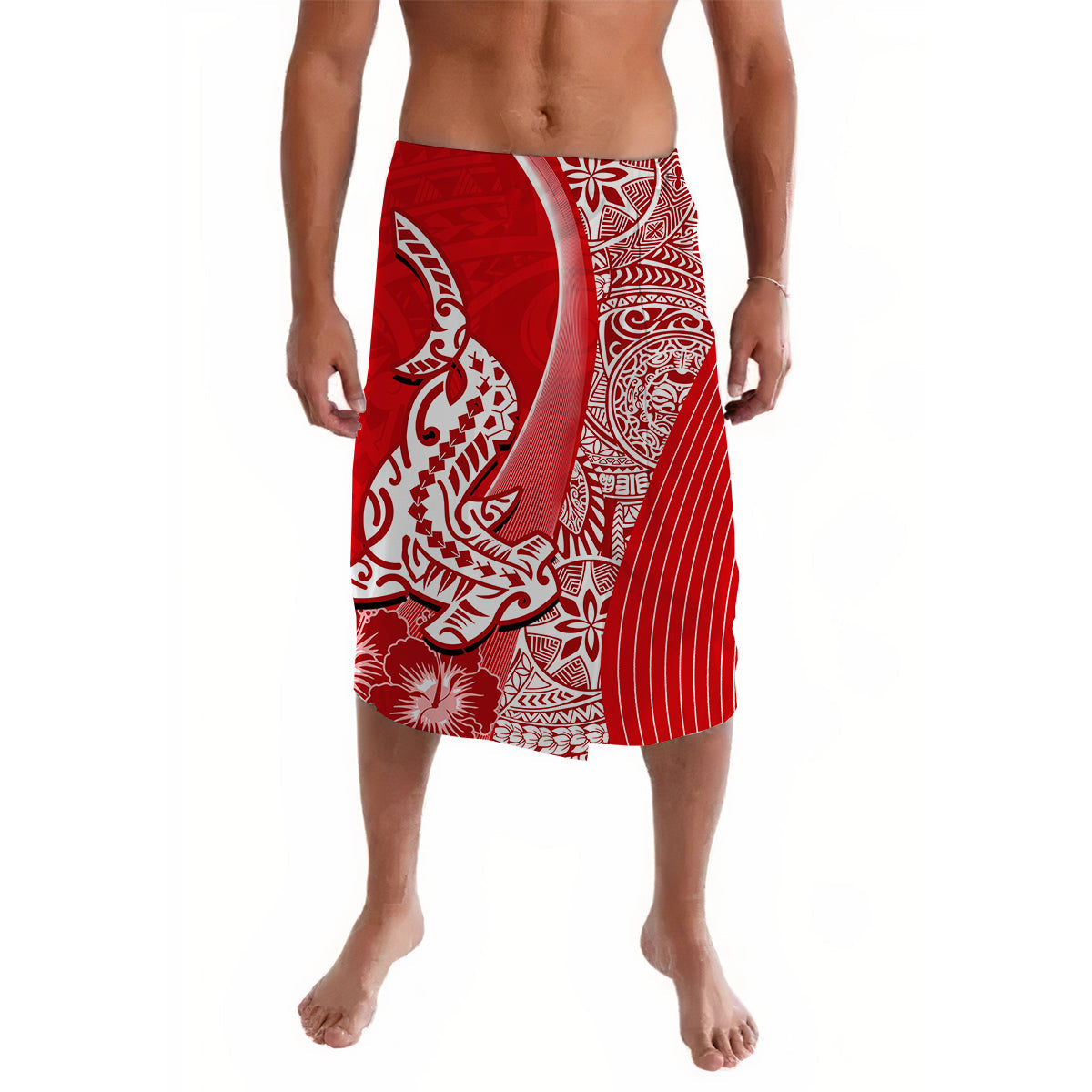Hawaiian Shark Polynesian Lavalava Vibe Red Style LT6 - Wonder Print Shop