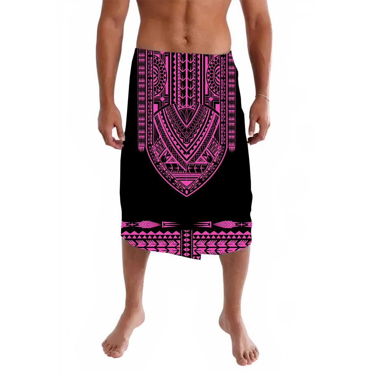 Polynesian Lavalava Dashiki With Polynesian Tattoo Royal Pink Version - Wonder Print Shop