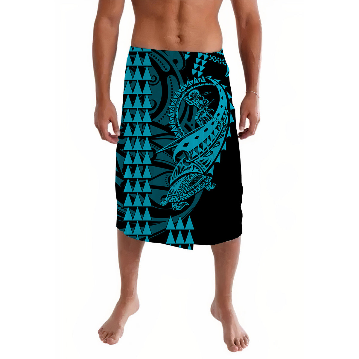 Hawaii Polynesian Warrior Kakau Lavalava-Blue No.2 LT6 - Wonder Print Shop