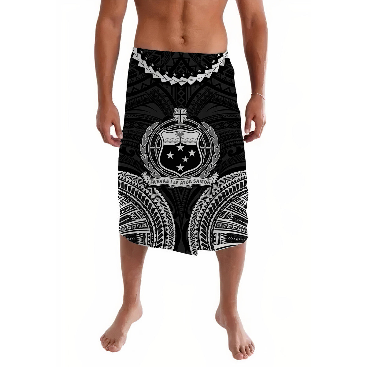 Samoa Ula Nifo Tribal Lavalava White Style LT6 - Wonder Print Shop