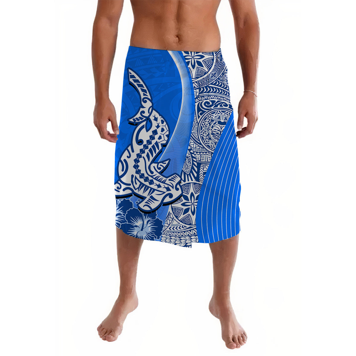 Hawaiian Shark Polynesian Lavalava Vibe Blue Style LT6 - Wonder Print Shop