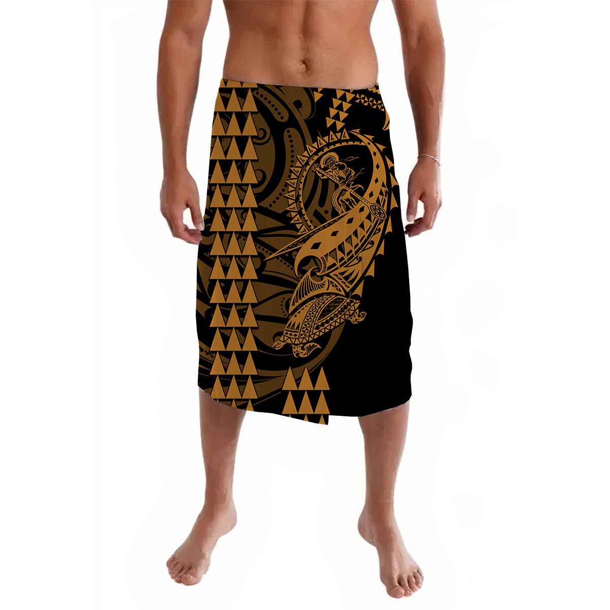 Hawaii Polynesian Warrior Kakau Lavalava-Gold No.2 LT6 - Wonder Print Shop