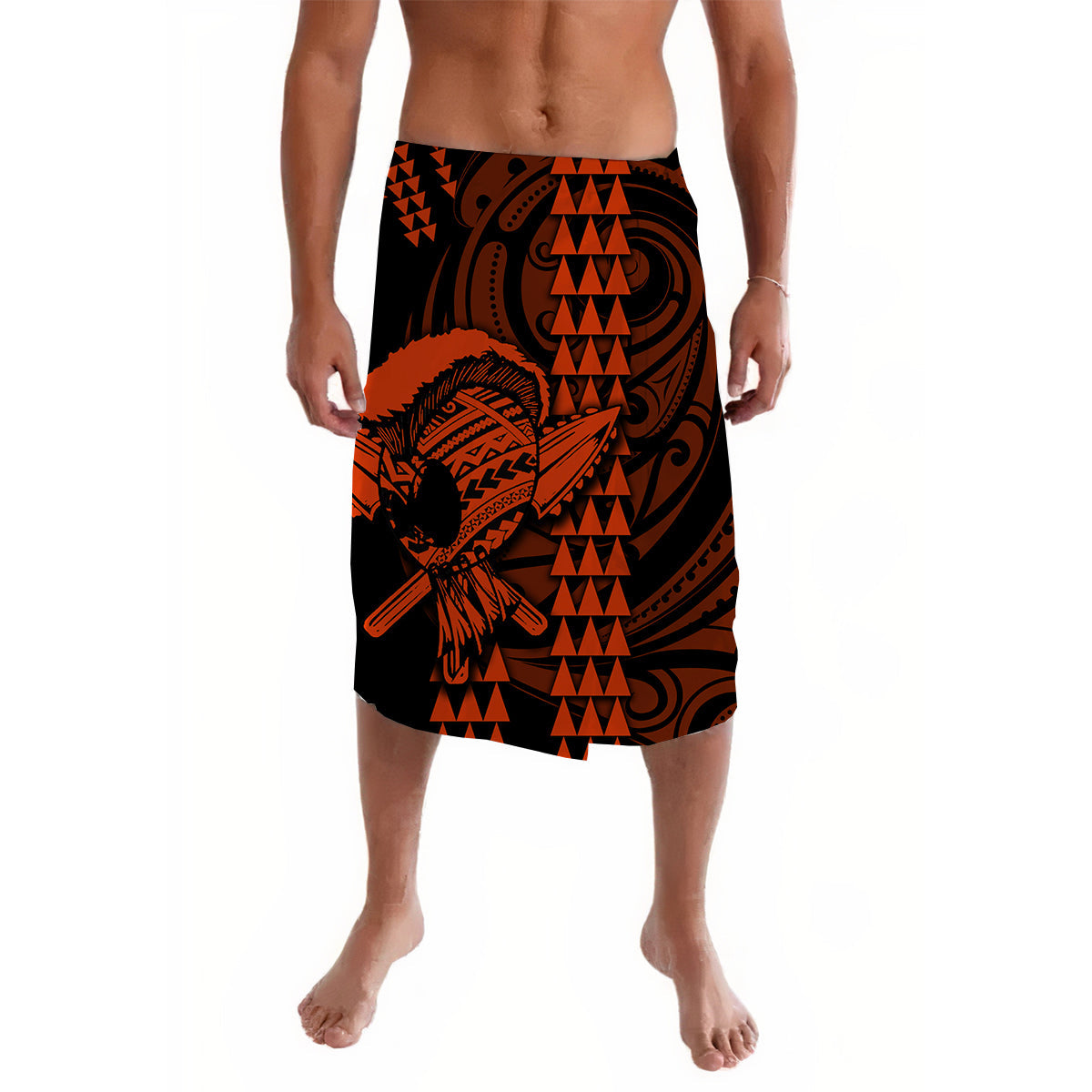 Hawaii Polynesian Warrior Kakau Lavalava-Orange No.1 LT6 - Wonder Print Shop
