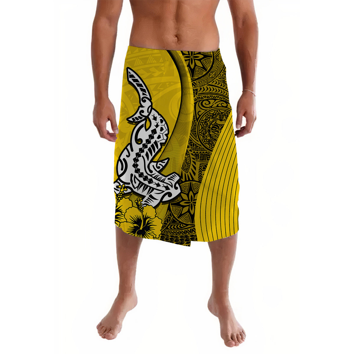 Hawaiian Shark Polynesian Lavalava Vibe Yellow Style LT6 - Wonder Print Shop