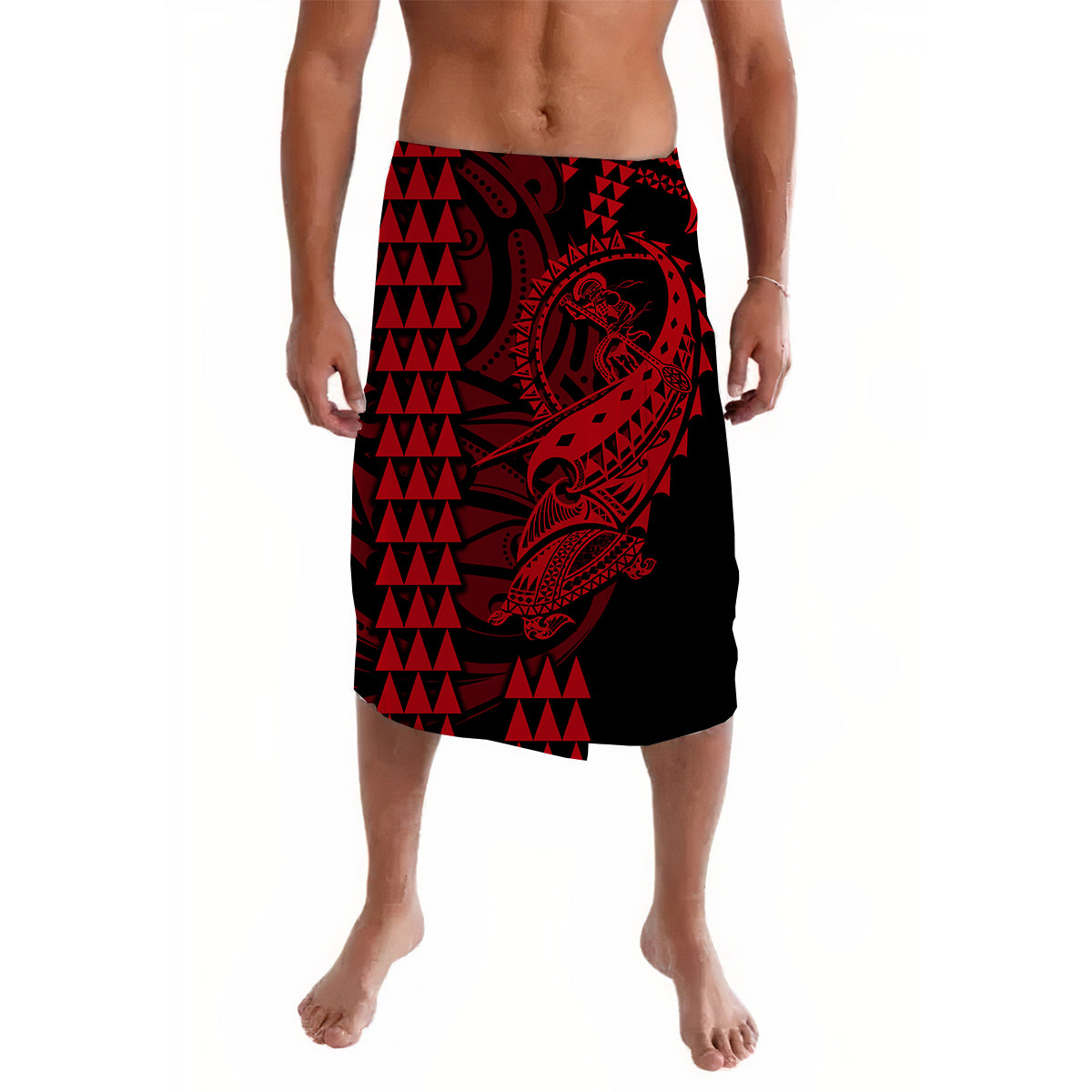 Hawaii Polynesian Warrior Kakau Lavalava-Red No.1 LT6 - Wonder Print Shop