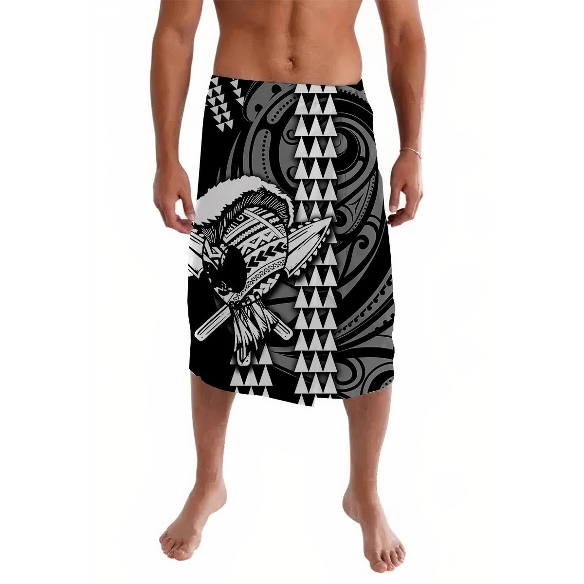Hawaii Polynesian Warrior Kakau Lavalava-White No.1 LT6 - Wonder Print Shop