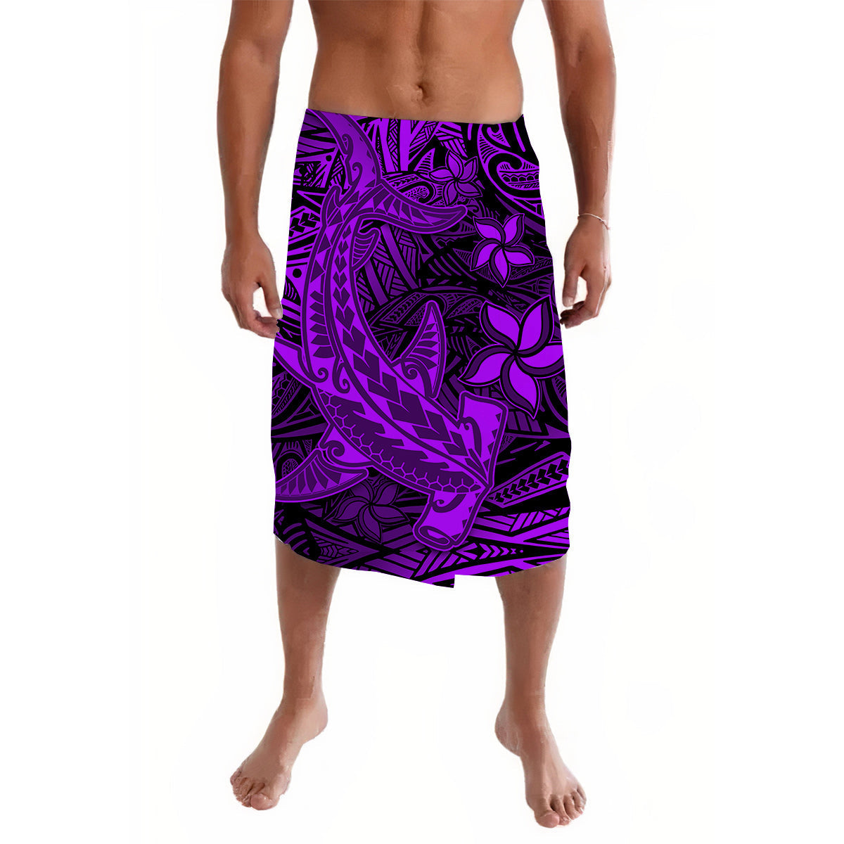 Polynesian Lavalava Purple Hawaiian Tribal Hammerhead Shark - Wonder Print Shop
