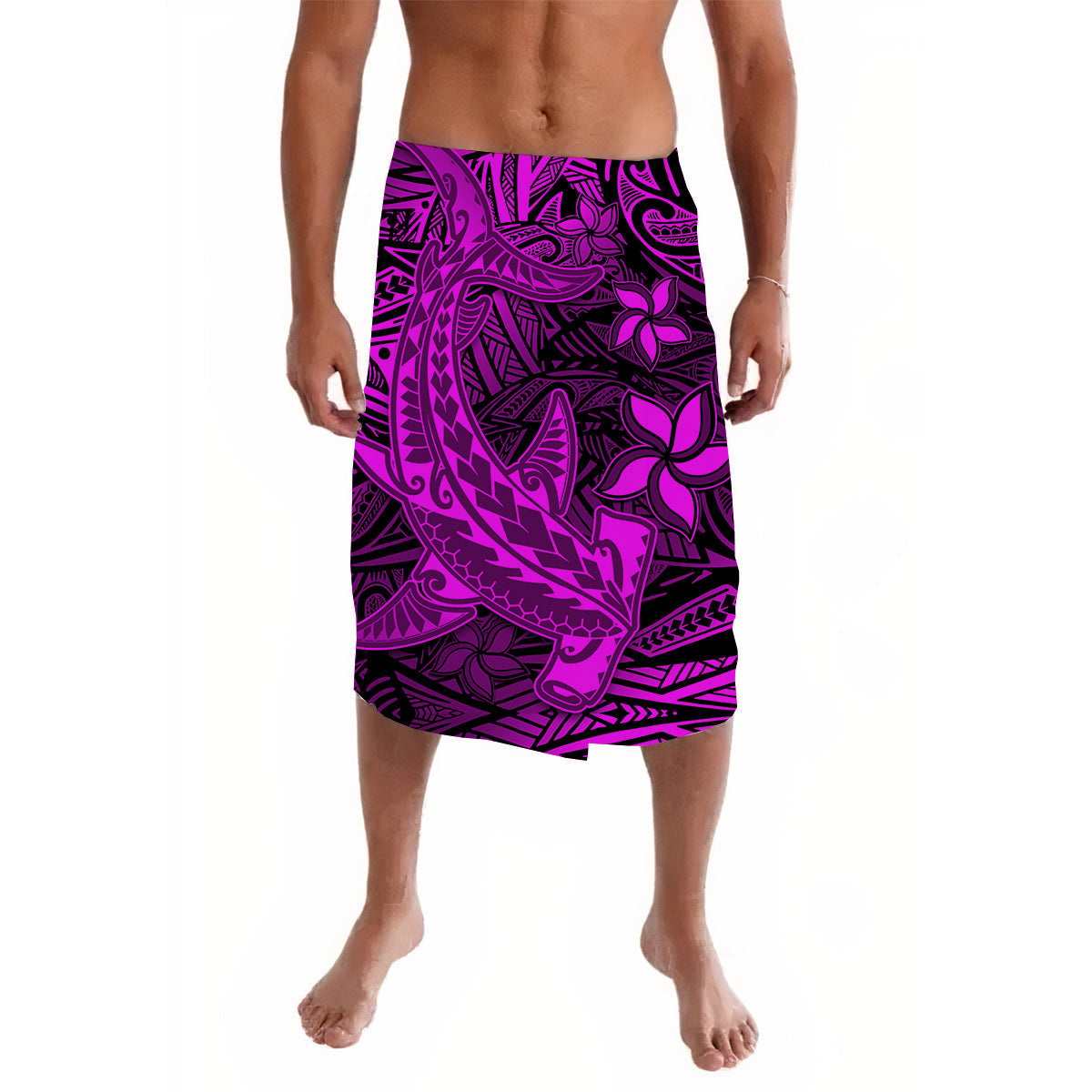 Polynesian Lavalava Pink Hawaiian Tribal Hammerhead Shark - Wonder Print Shop