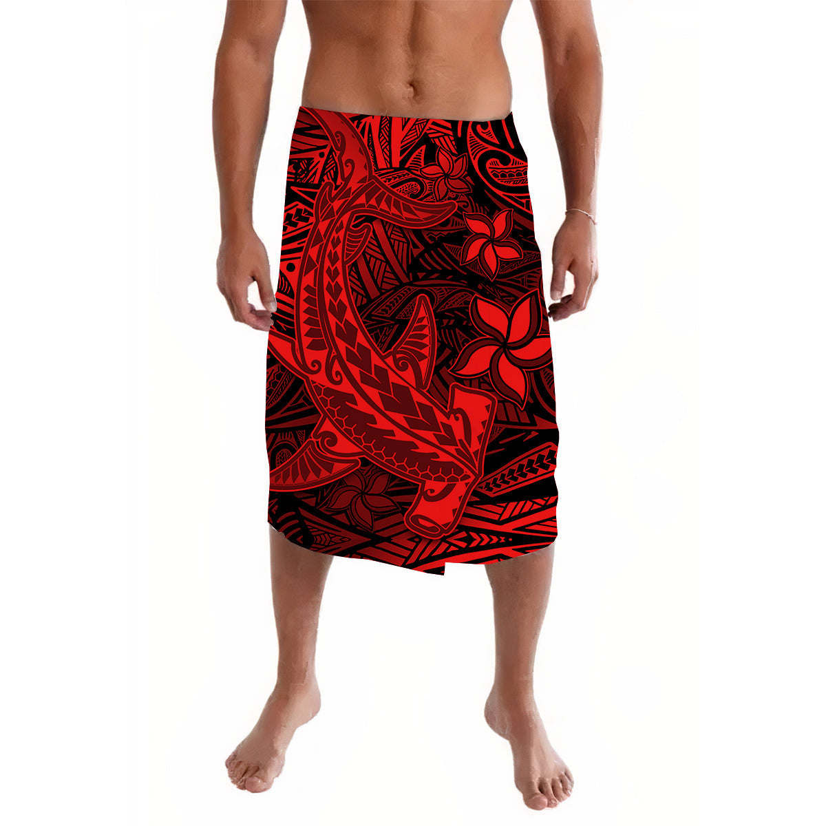 Polynesian Lavalava Red Hawaiian Tribal Hammerhead Shark - Wonder Print Shop