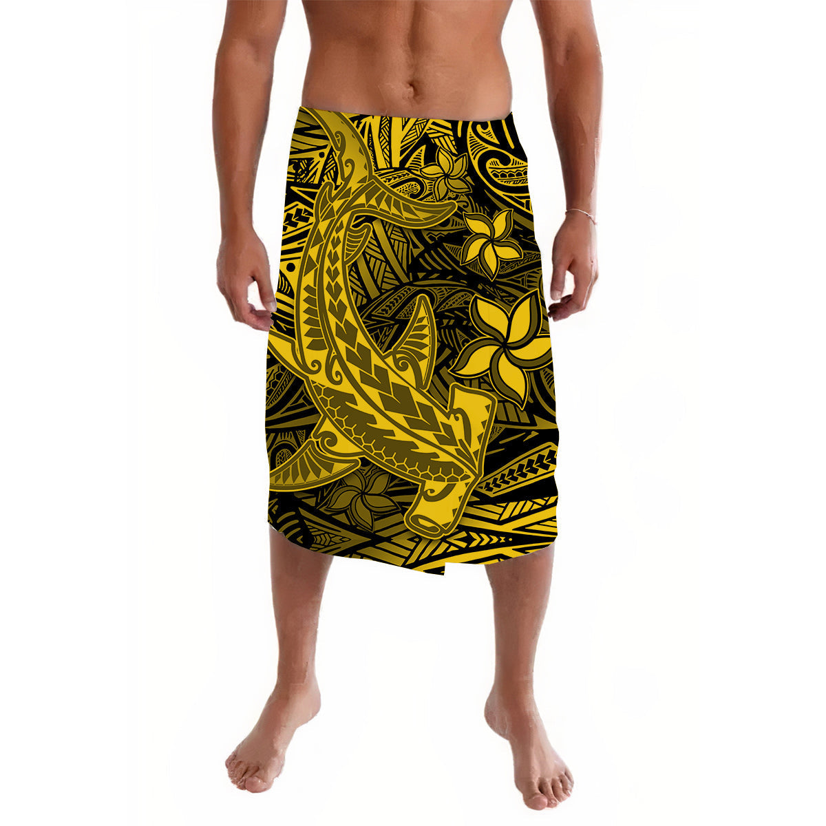 Polynesian Lavalava Gold Hawaiian Tribal Hammerhead Shark - Wonder Print Shop