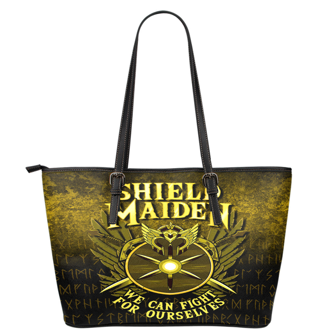 Viking Leather Tote Shield Maiden We Can Fight For Ourselves Leather Tote RLT12 - Wonder Print Shop