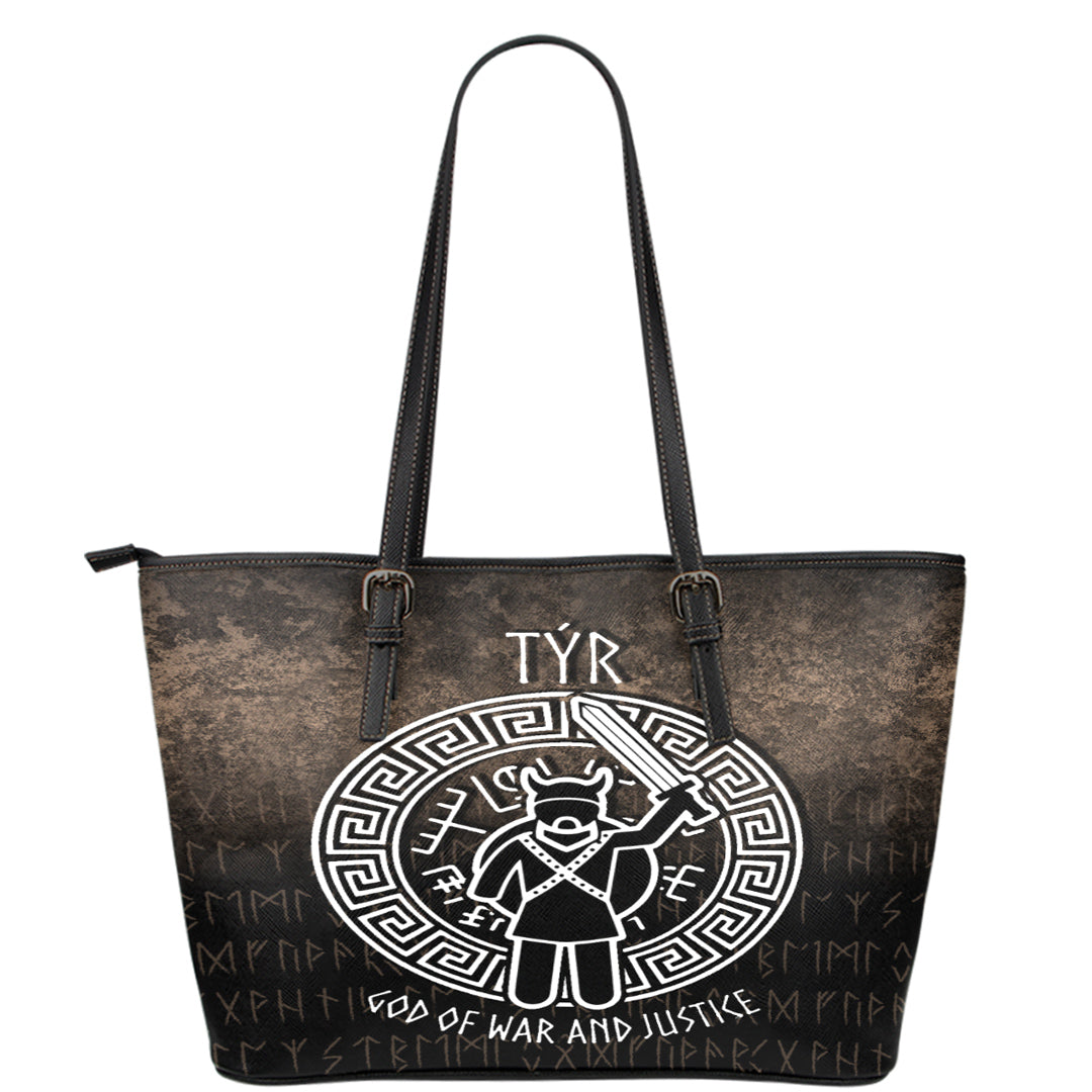 Wonder Print Shop Leather Tote - Tyr God Of War and Justice Leather Tote RLT12 - Wonder Print Shop