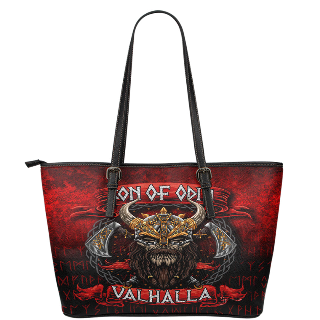 Viking Leather Tote Son of Odin Valhalla Leather Tote RLT12 - Wonder Print Shop