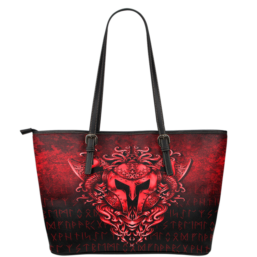 Viking Leather Tote The Armor Of Viking Red Version Leather Tote RLT12 - Wonder Print Shop