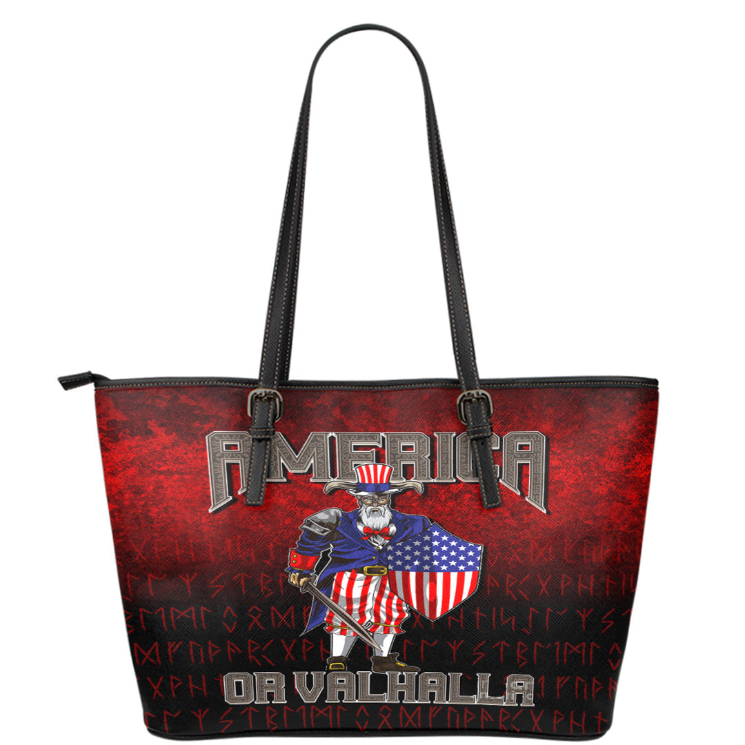 Viking Leather Tote America Or Valhalla Leather Tote RLT12 - Wonder Print Shop