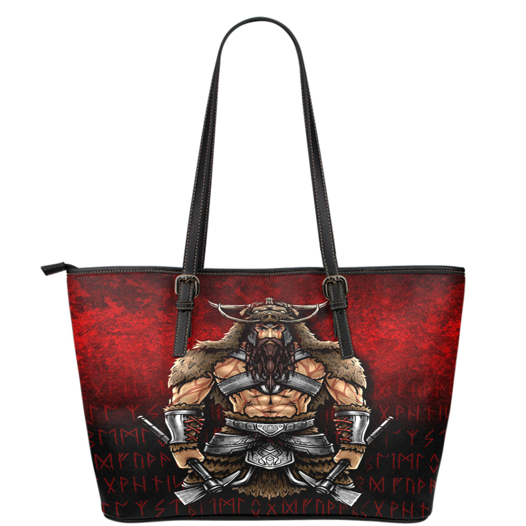 Viking Leather Tote Berserker Viking Warrior Valhalla Leather Tote RLT12 - Wonder Print Shop