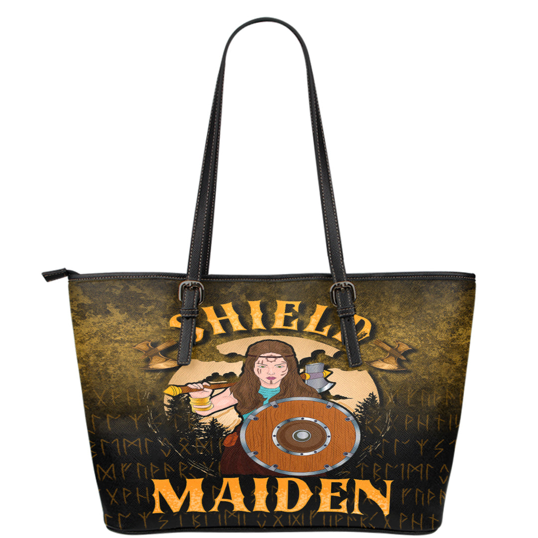 Viking Leather Tote Shield Maiden Leather Tote RLT12 - Wonder Print Shop