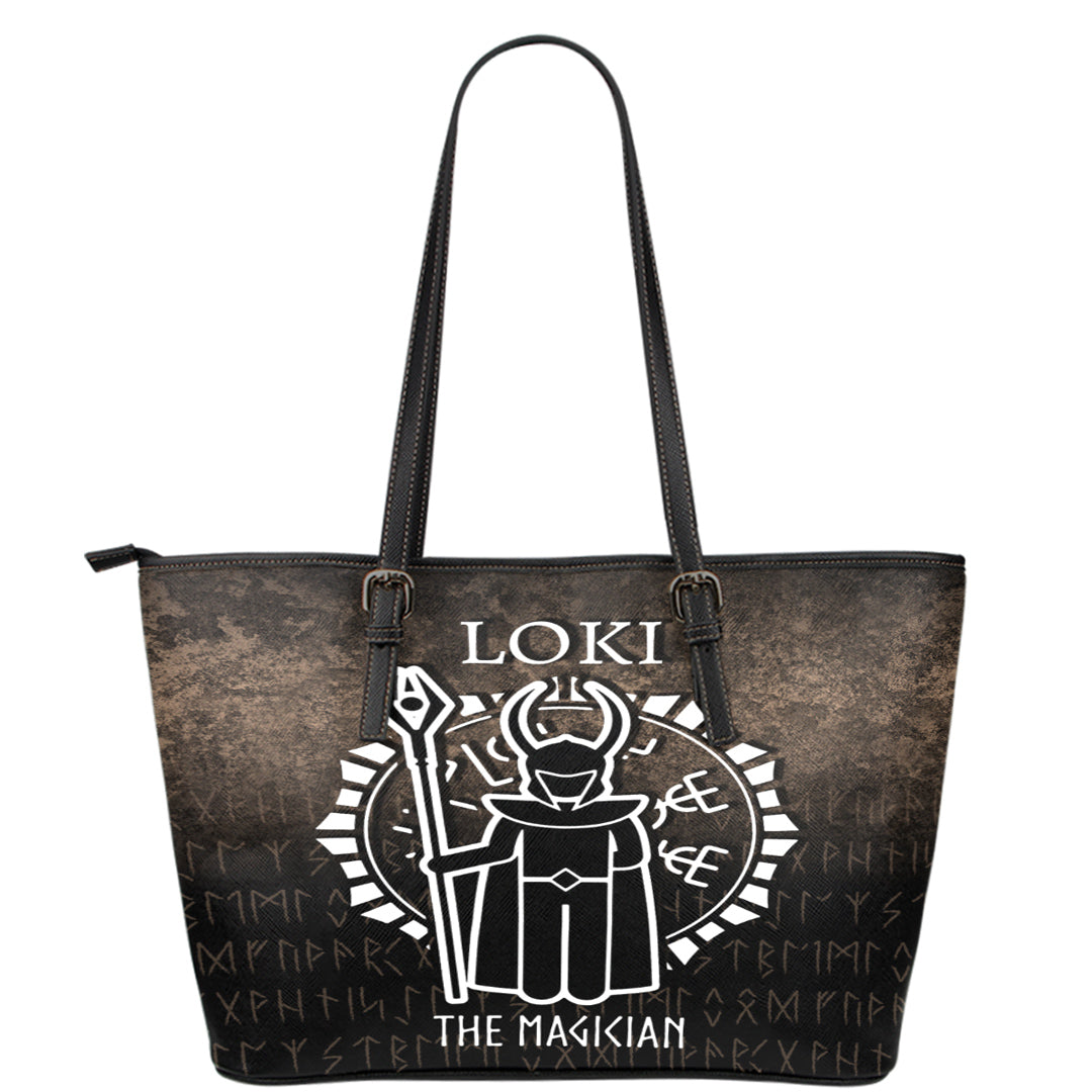 Wonder Print Shop Leather Tote - Loki The Magician Leather Tote RLT12 - Wonder Print Shop