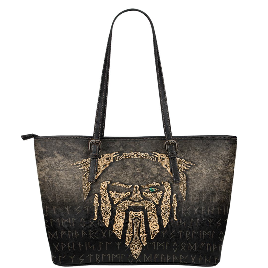 Viking Leather Tote Eye of Odin Gold Version Leather Tote RLT12 - Wonder Print Shop