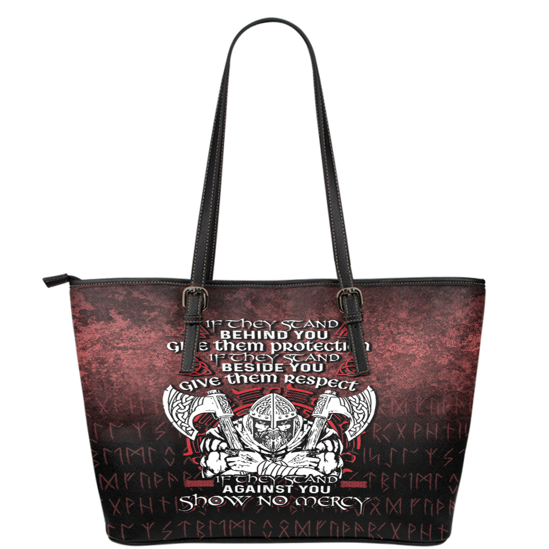 Wonder Print Shop Leather Tote - Against You Show No Mercy Leather Tote RLT12 - Wonder Print Shop