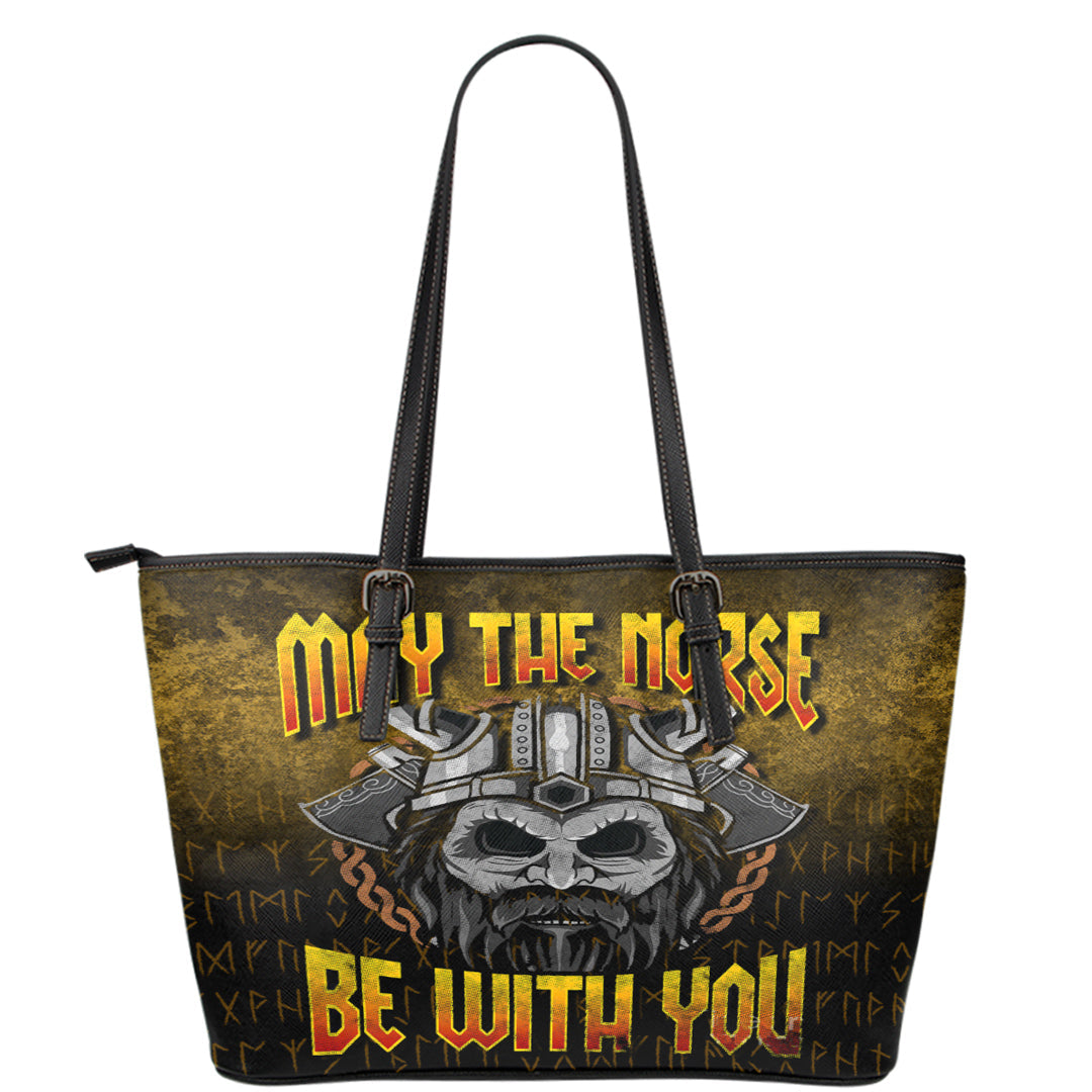 Viking Leather Tote May The Norse Be With You Leather Tote RLT12 - Wonder Print Shop
