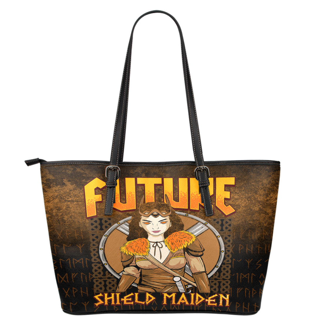 Viking Leather Tote Future Shield Maiden Leather Tote RLT12 - Wonder Print Shop