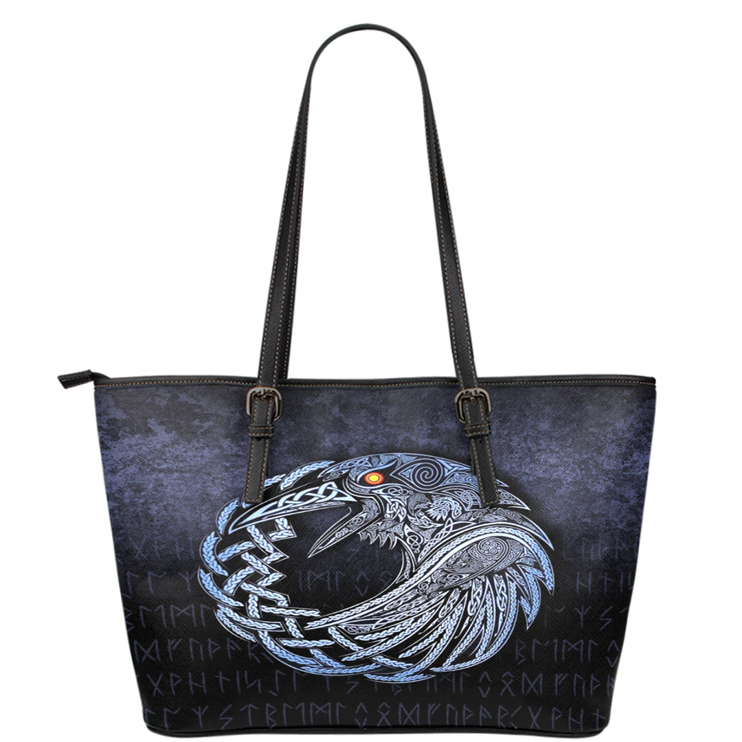 Viking Leather Tote Vikings Raven Special Blue Version Leather Tote RLT12 - Wonder Print Shop