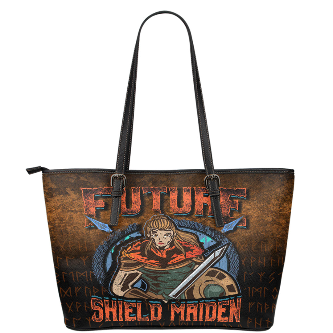 Viking Leather Tote Future Shield Maiden Leather Tote RLT12 - Wonder Print Shop