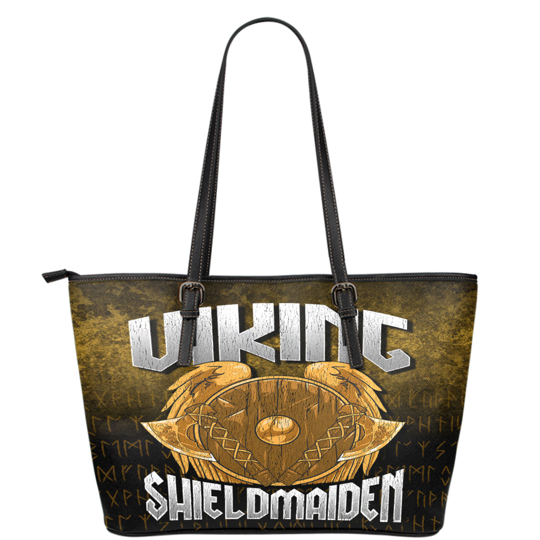 Viking Leather Tote Shield Maiden Leather Tote RLT12 - Wonder Print Shop