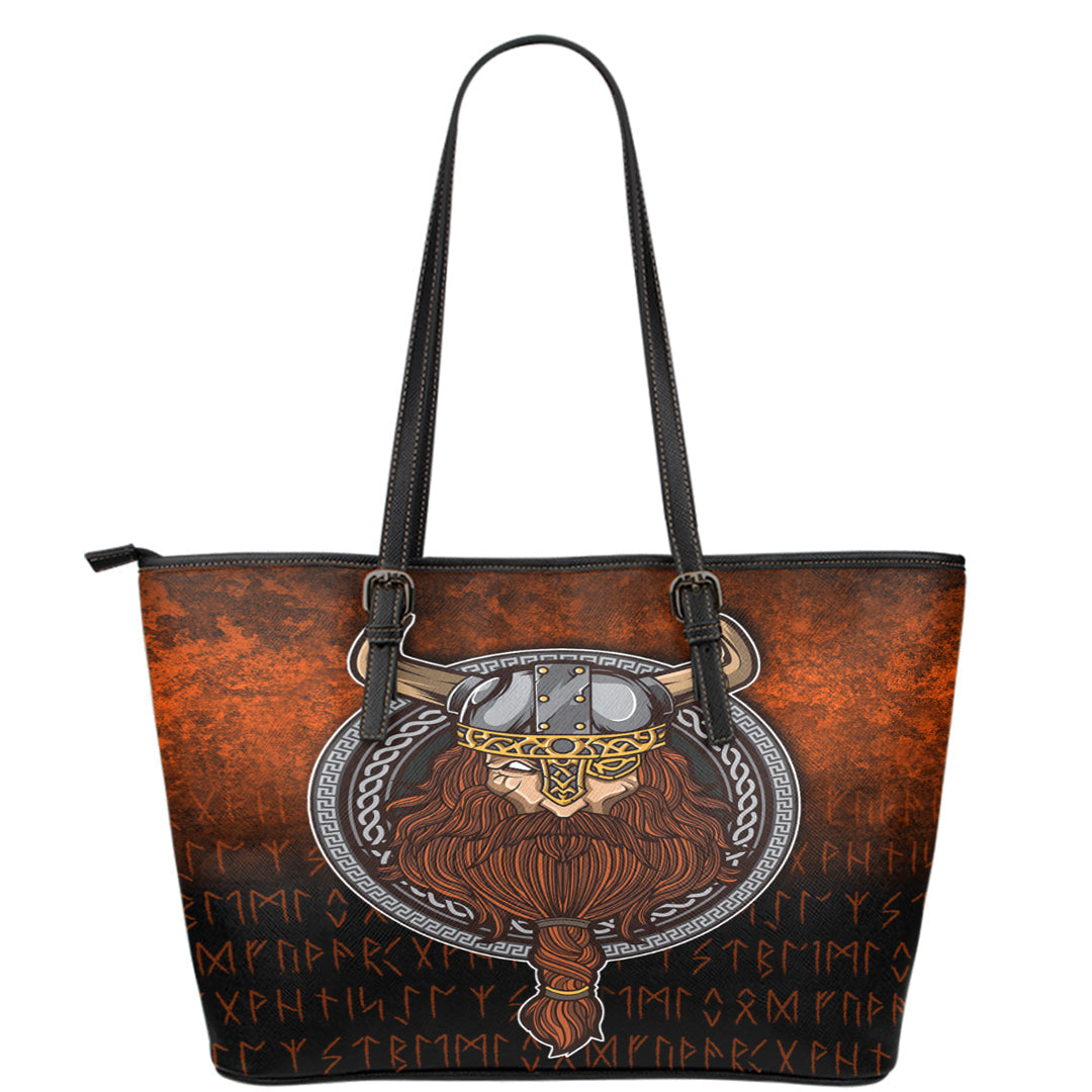 Viking Leather Tote Viking Warrior Odin Valhalla Leather Tote RLT12 - Wonder Print Shop