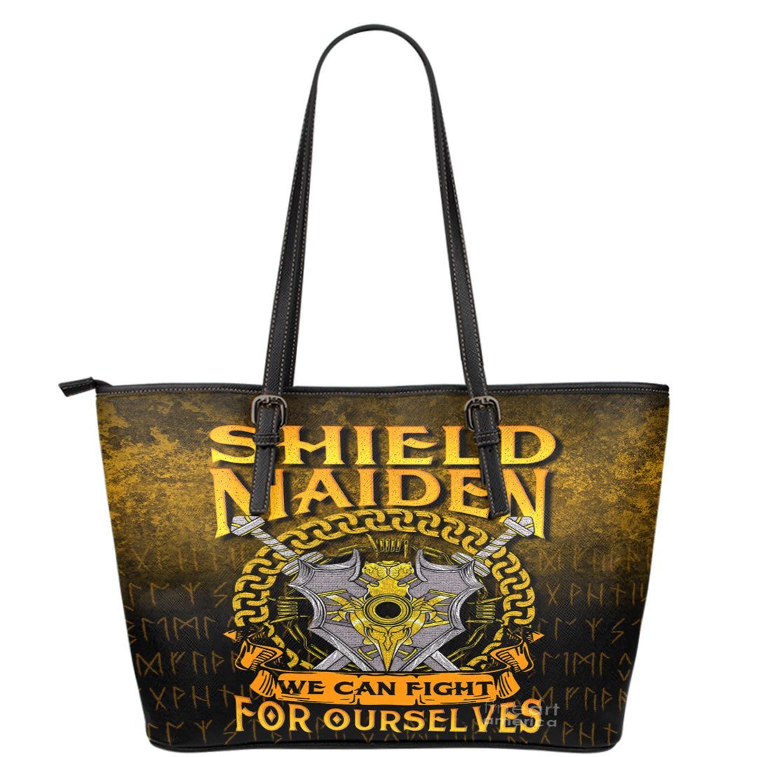 Viking Leather Tote Shield Maiden We Can Fight For Ourselves Leather Tote RLT12 - Wonder Print Shop