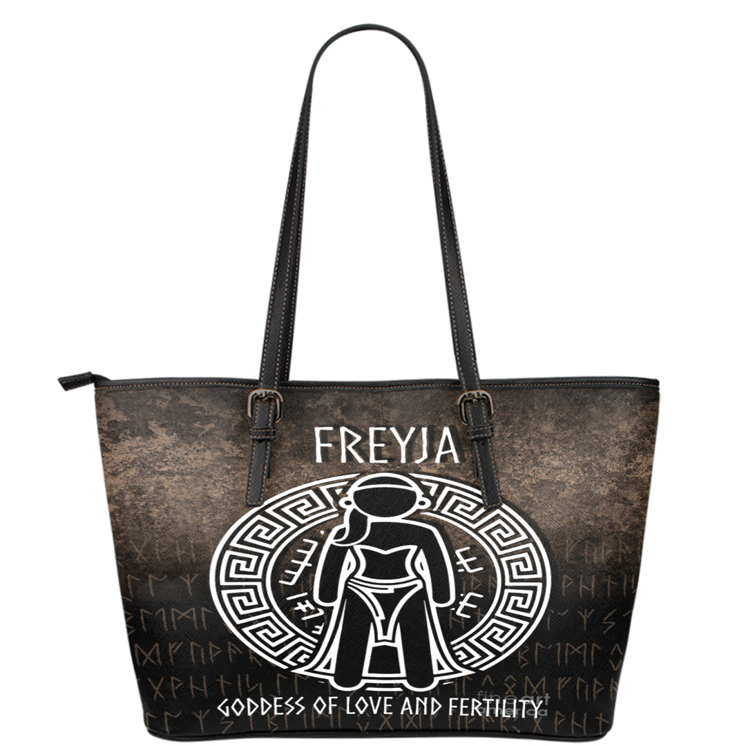 Wonder Print Shop Leather Tote - Freyja the Goddess of Love and Fertility Leather Tote RLT12 - Wonder Print Shop