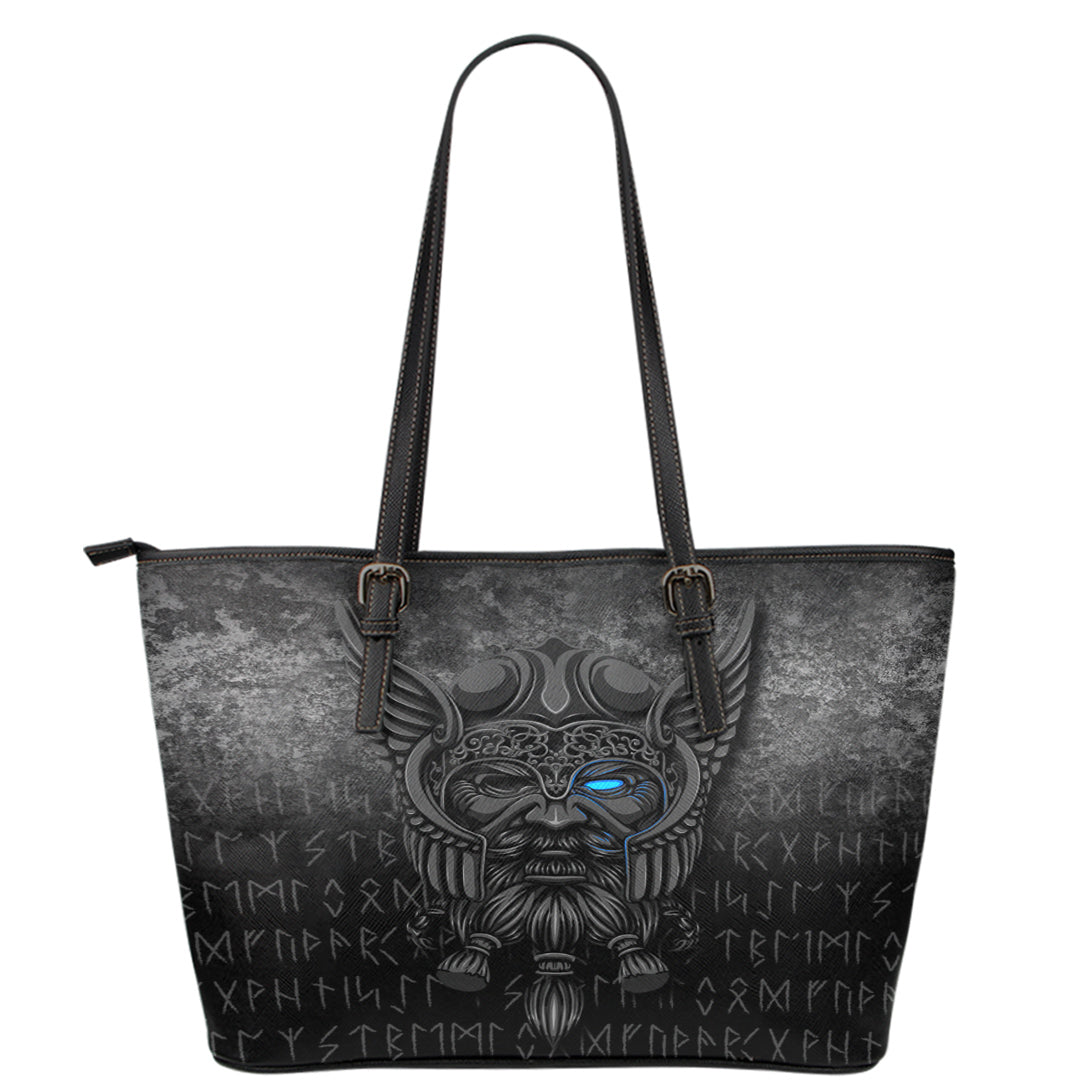 Viking Leather Tote Viking Odin Allfather In Asgard Special Version Leather Tote RLT12 - Wonder Print Shop