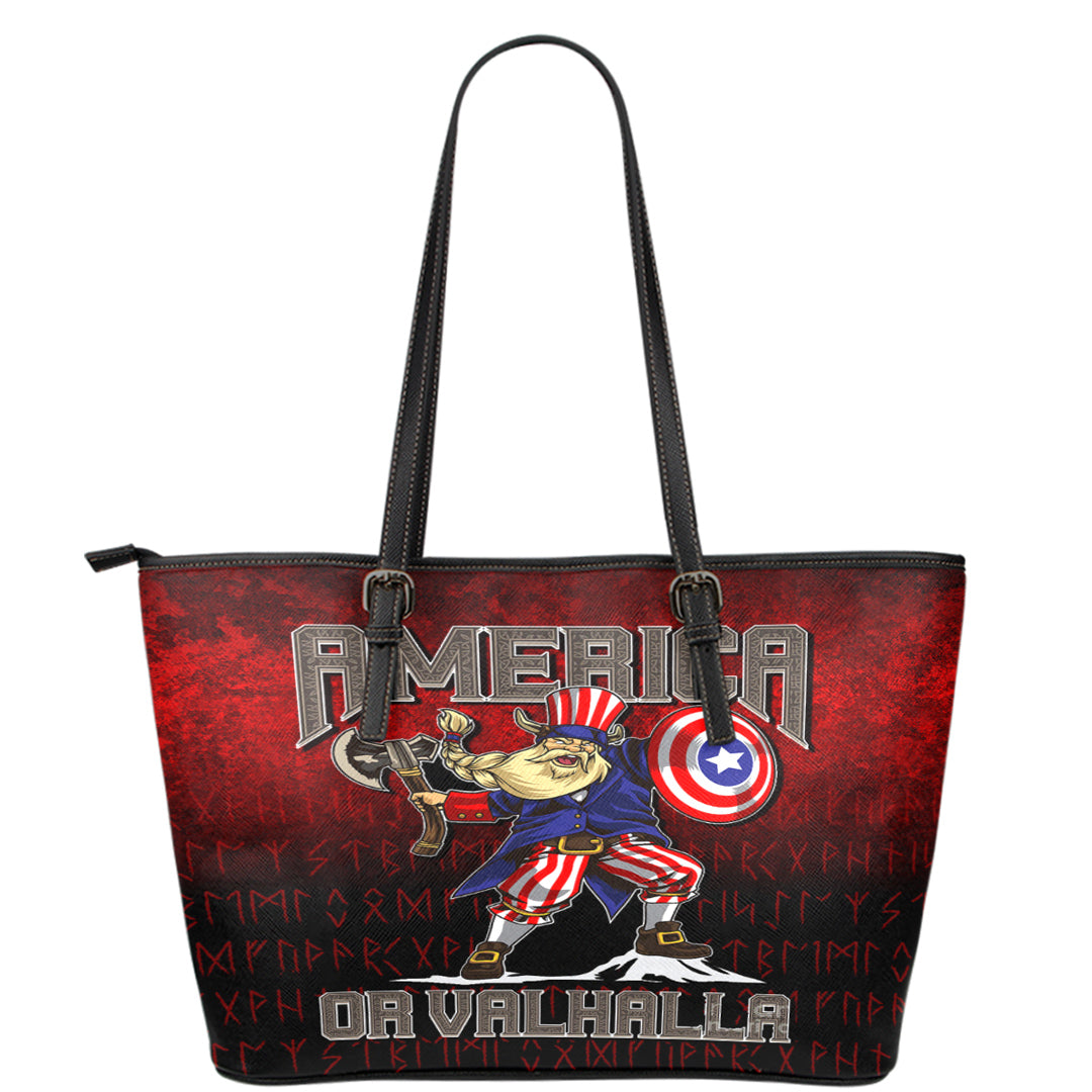 Viking Leather Tote America Or Valhalla Leather Tote RLT12 - Wonder Print Shop