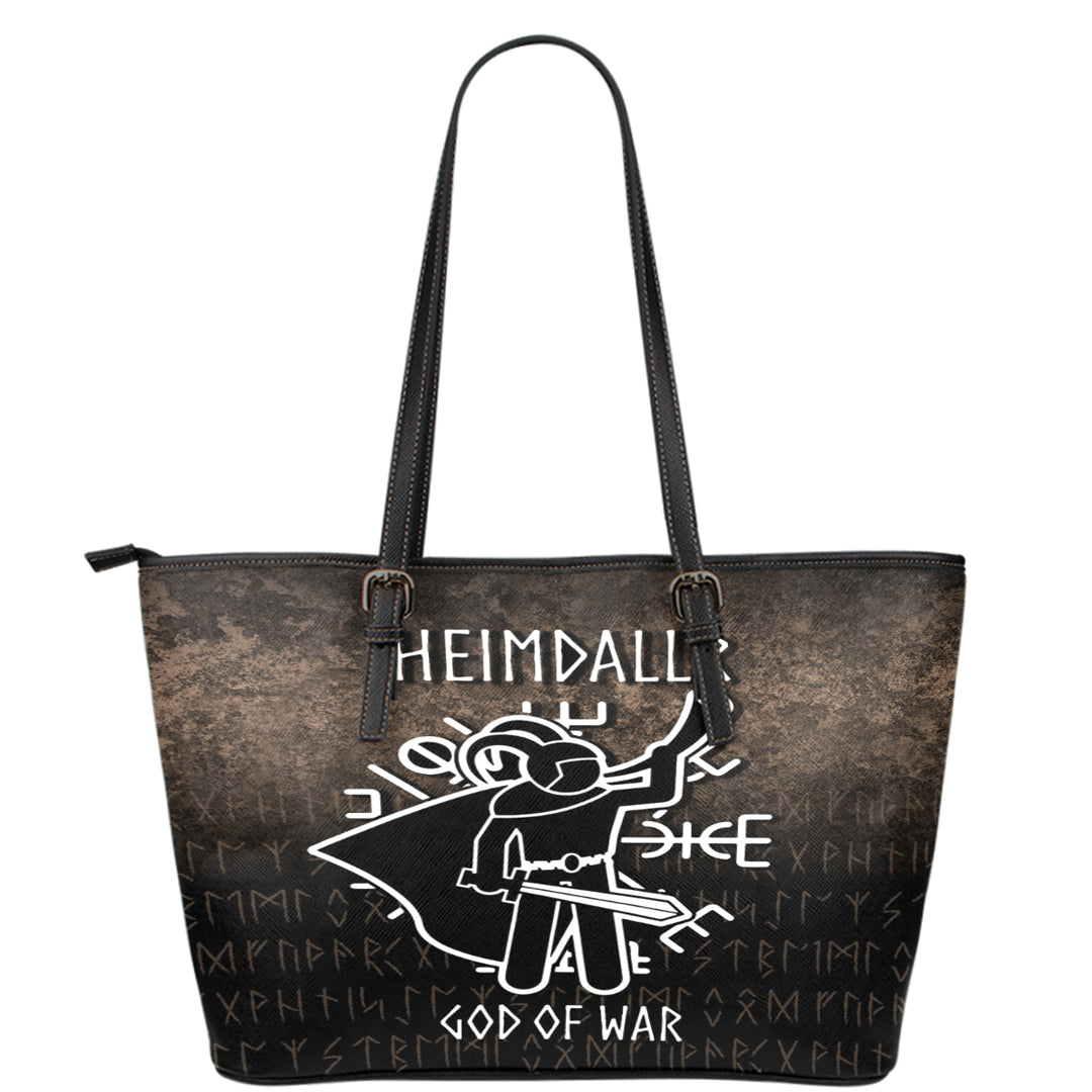 Wonder Print Shop Leather Tote - Heimdallr God Of War Leather Tote RLT12 - Wonder Print Shop
