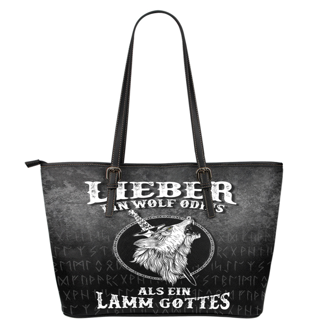 Viking Leather Tote Lieber Ein Wolf Odins Als Ein Lamm Gottes Leather Tote RLT12 - Wonder Print Shop