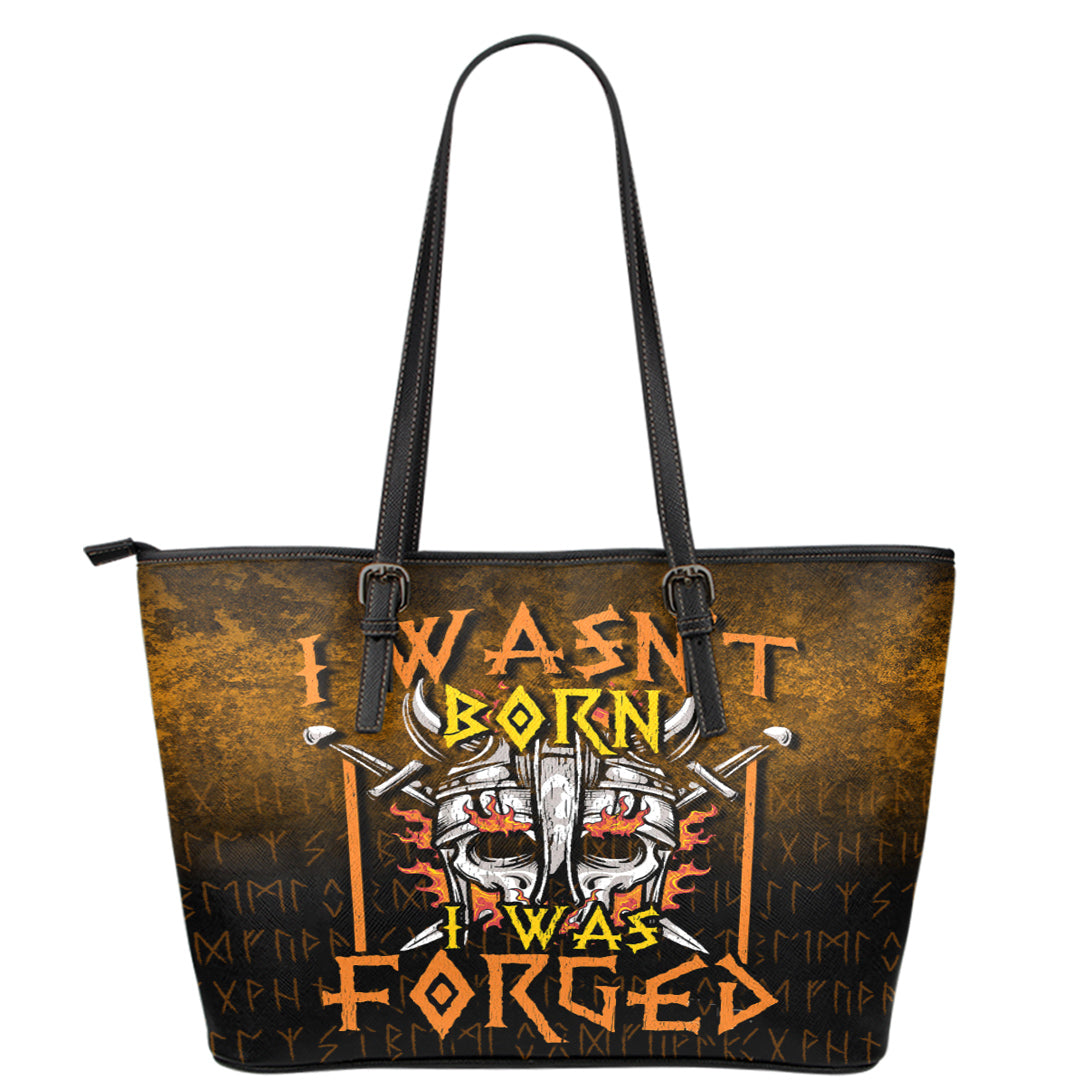 Viking Leather Tote I Wasnt Born I Was Forged Leather Tote RLT12 - Wonder Print Shop